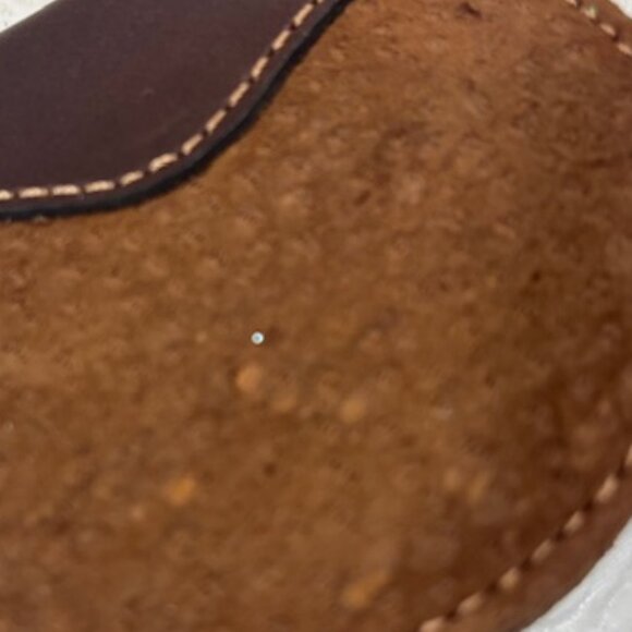 VTG Brown Leather Suede Coin Wallet Change Zip Purse Pouch Key Chain - Picture 12 of 12